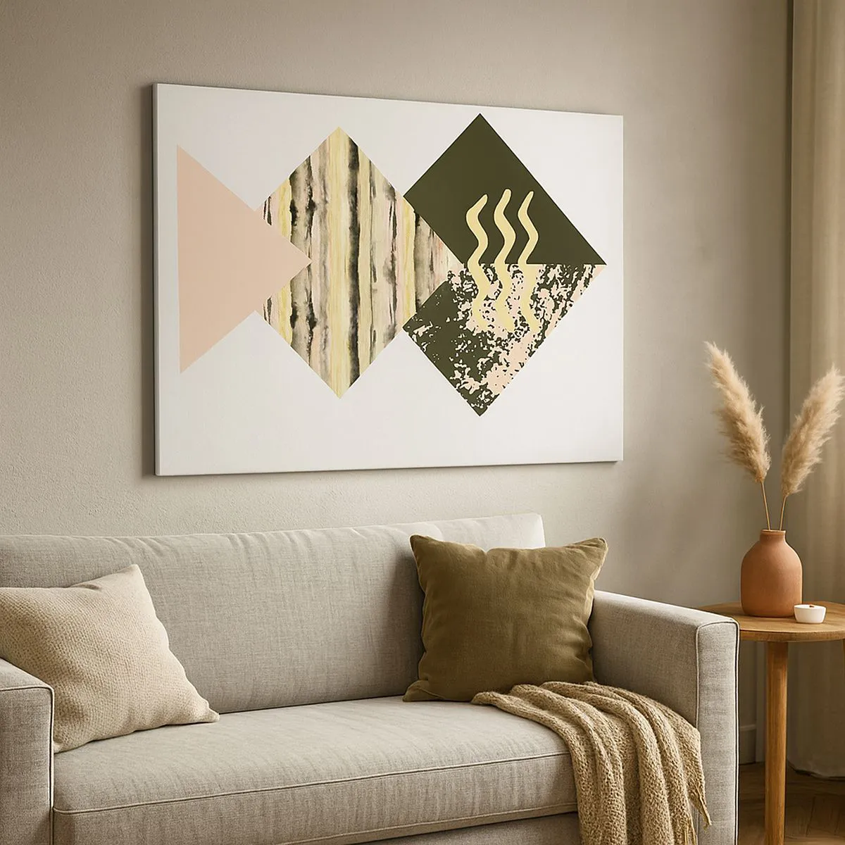 Cuadro sobre lienzo - Impresión de Imagen - Formas geométricas con patrones abstractos - 70x50cm - No es tan sencillo - Decoración de pared moderna para salón y dormitorio ARTTOR