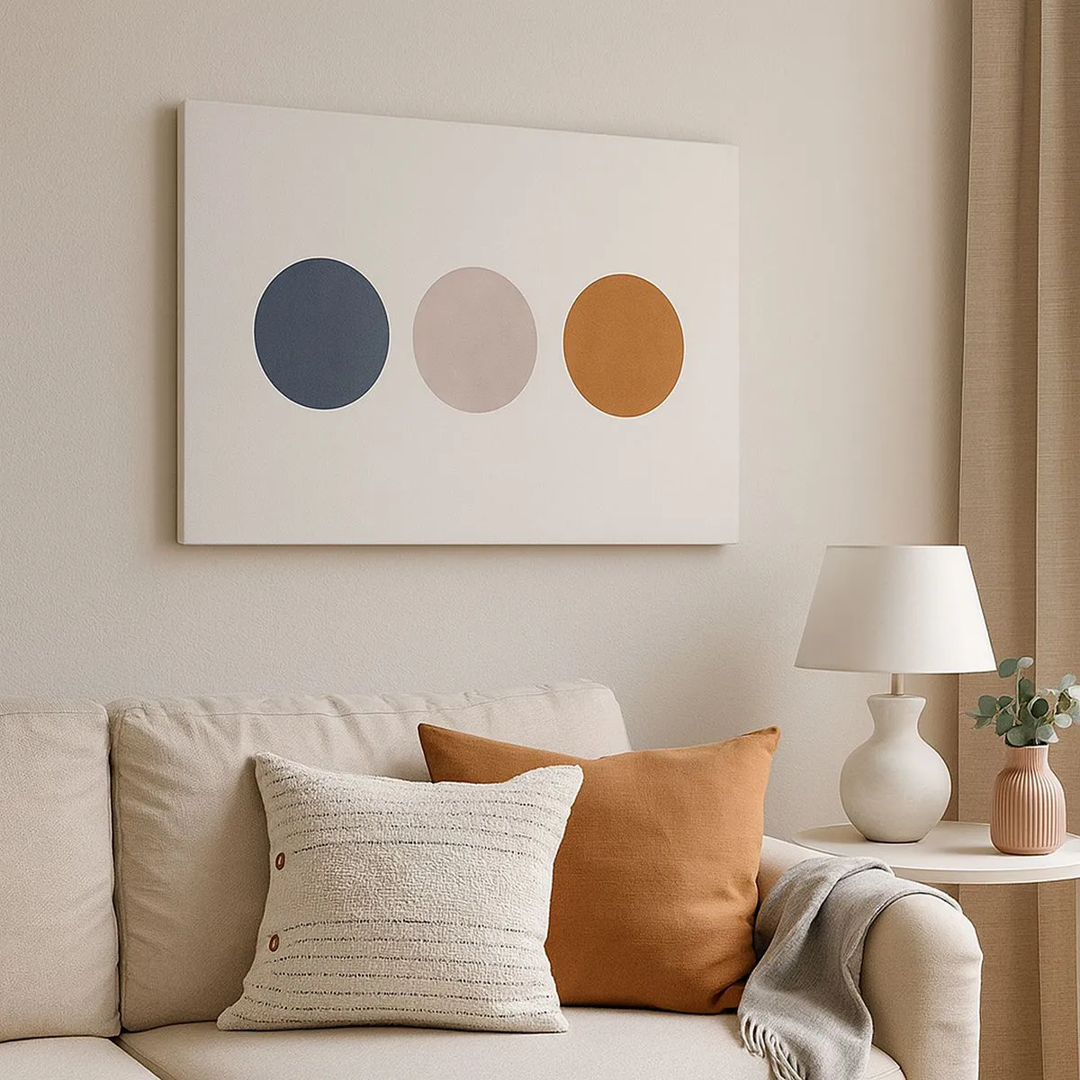 Bild auf Leinwand - Leinwandbild - Eine minimalistische Komposition mit drei farbigen Kreisen - 70x50cm - Ein Symbol für Exzellenz - Moderne Wanddekoration für Wohnzimmer und Schlafzimmer ARTTOR