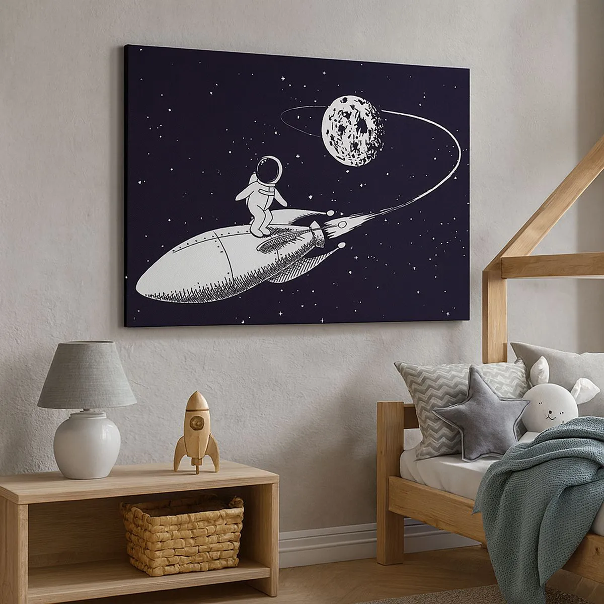 Lærredstryk - Billede på lærred - Space surfer - 120x80 cm