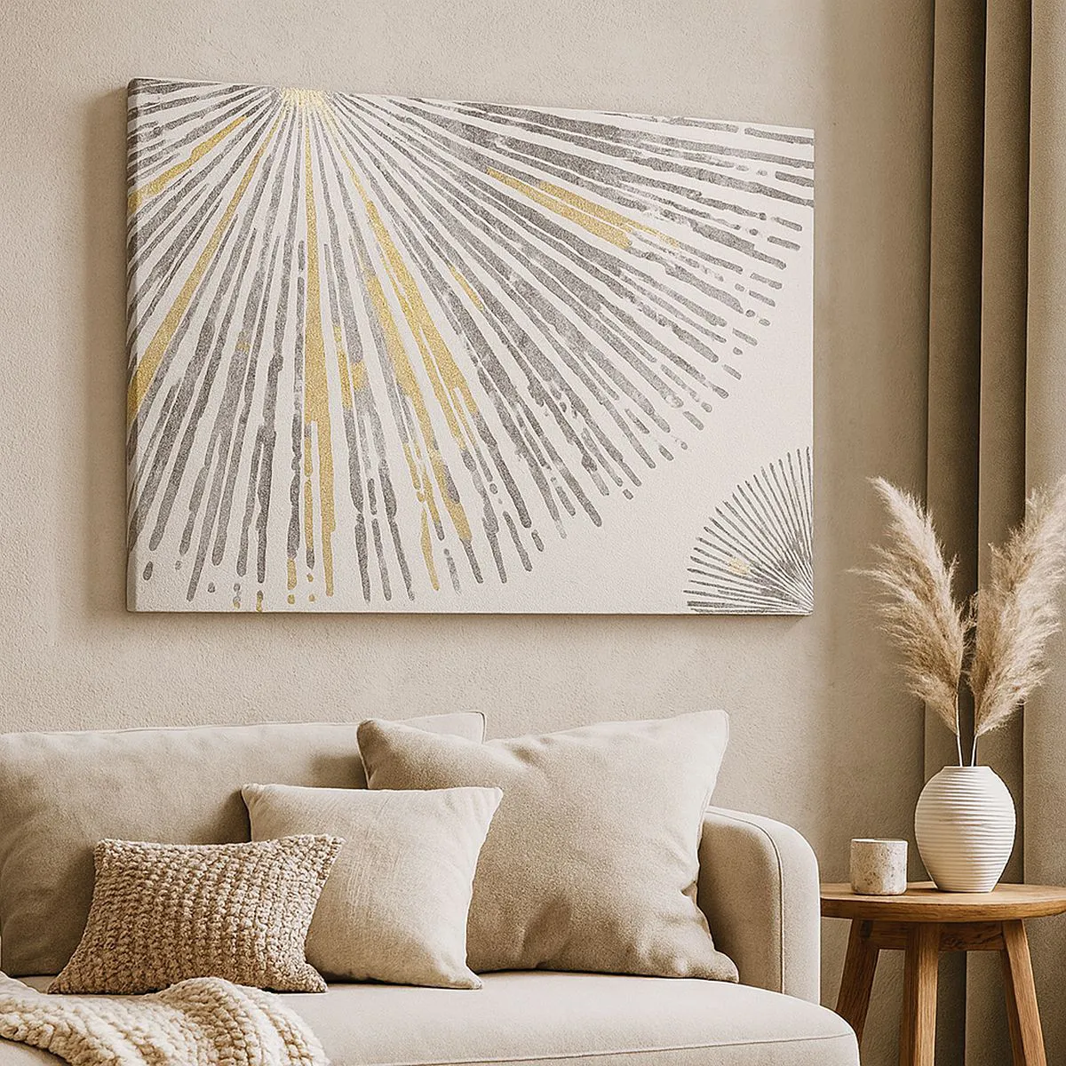 Vászonkép - Absztrakt sugár alakú minta - 70x50cm - A sugár szépsége - Modern fali dekoráció nappalihoz és hálószobához ARTTOR