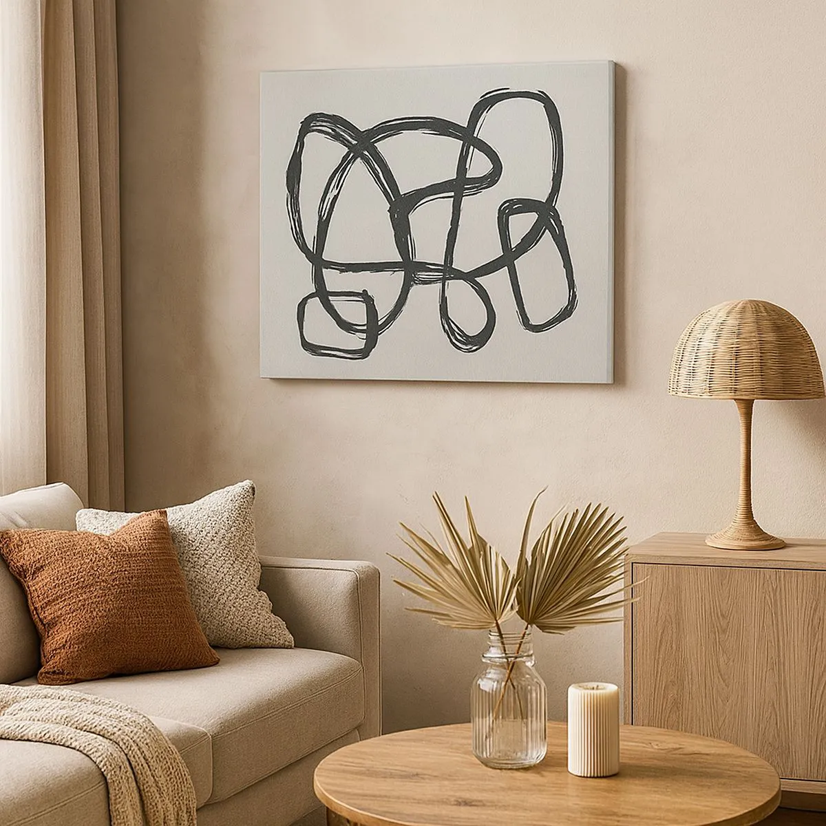 Schilderen op canvas - Lusvormige abstractie - 100x70 cm