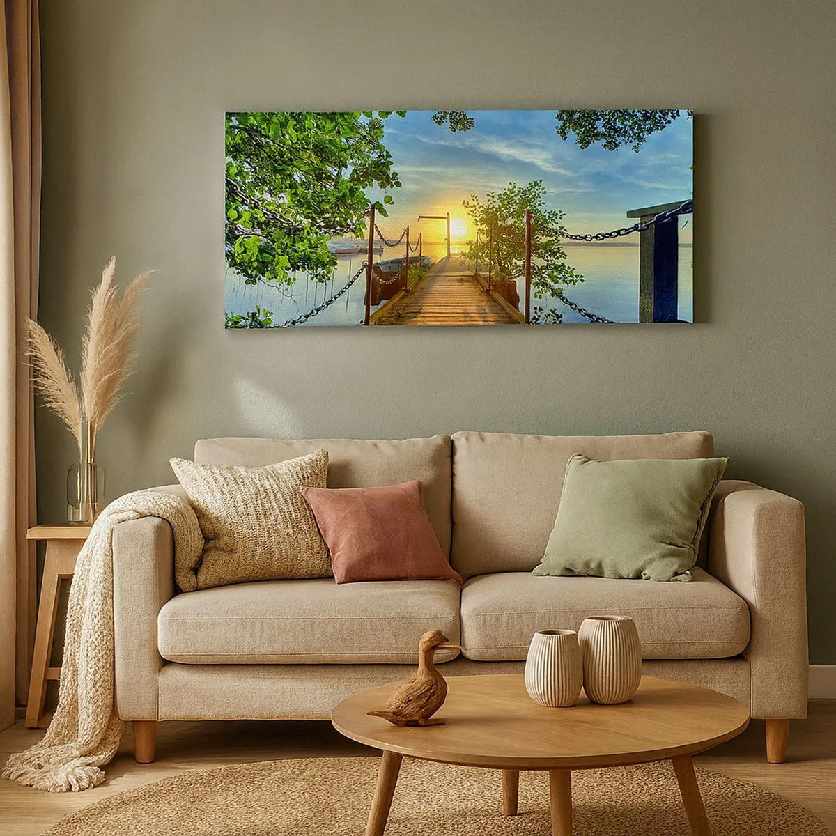 Vászonkép - Naplemente a víz felett - 160x50 cm