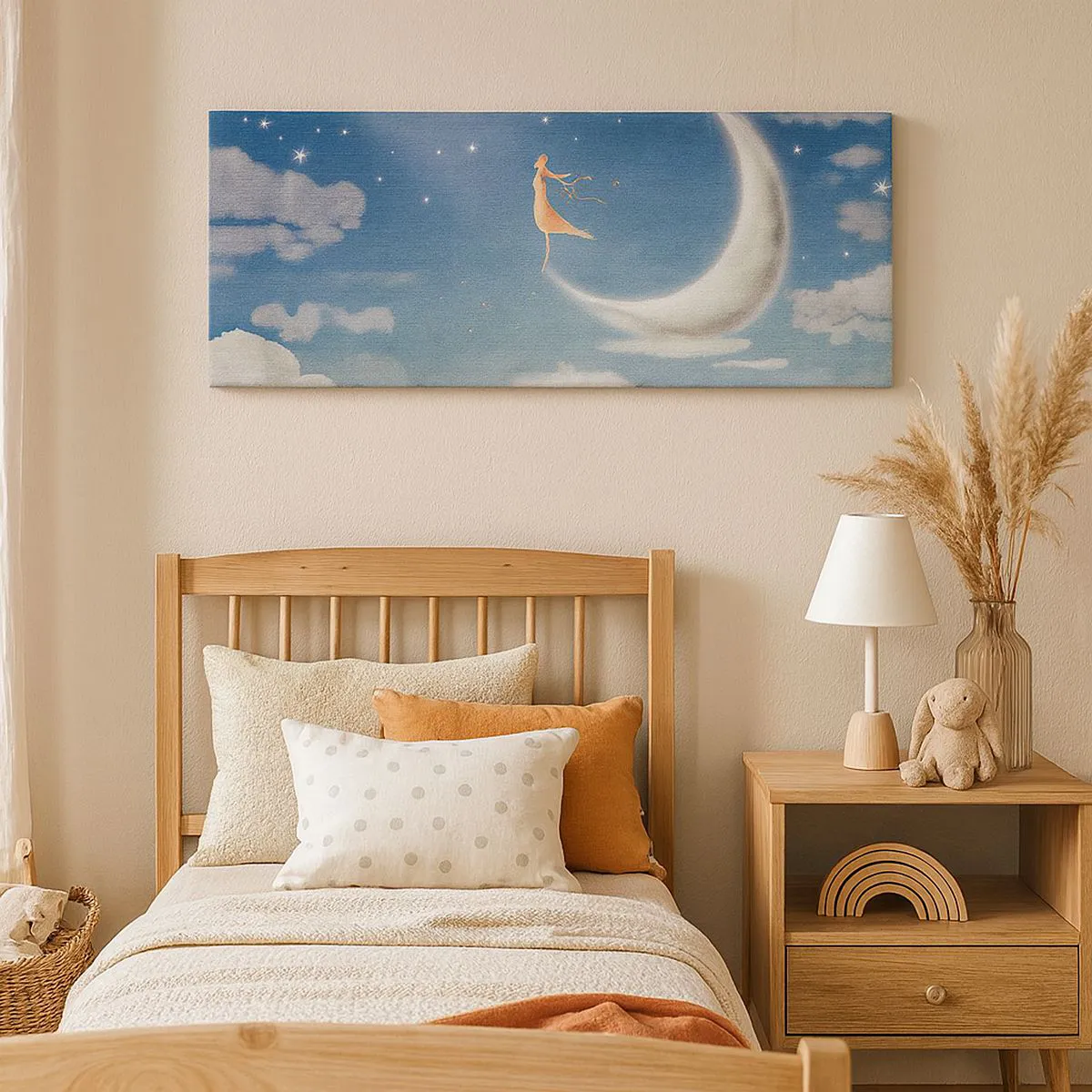 Cuadro sobre lienzo - Impresión de Imagen - Pretendiente sobre azul - 90x30 cm