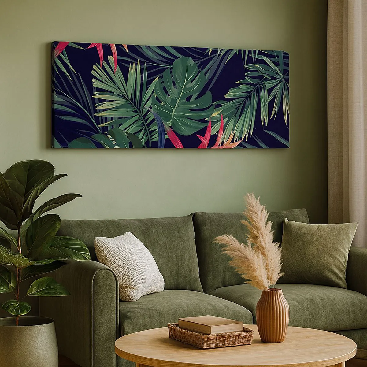 Canvas picture - Burn in Green - 100x40 cm