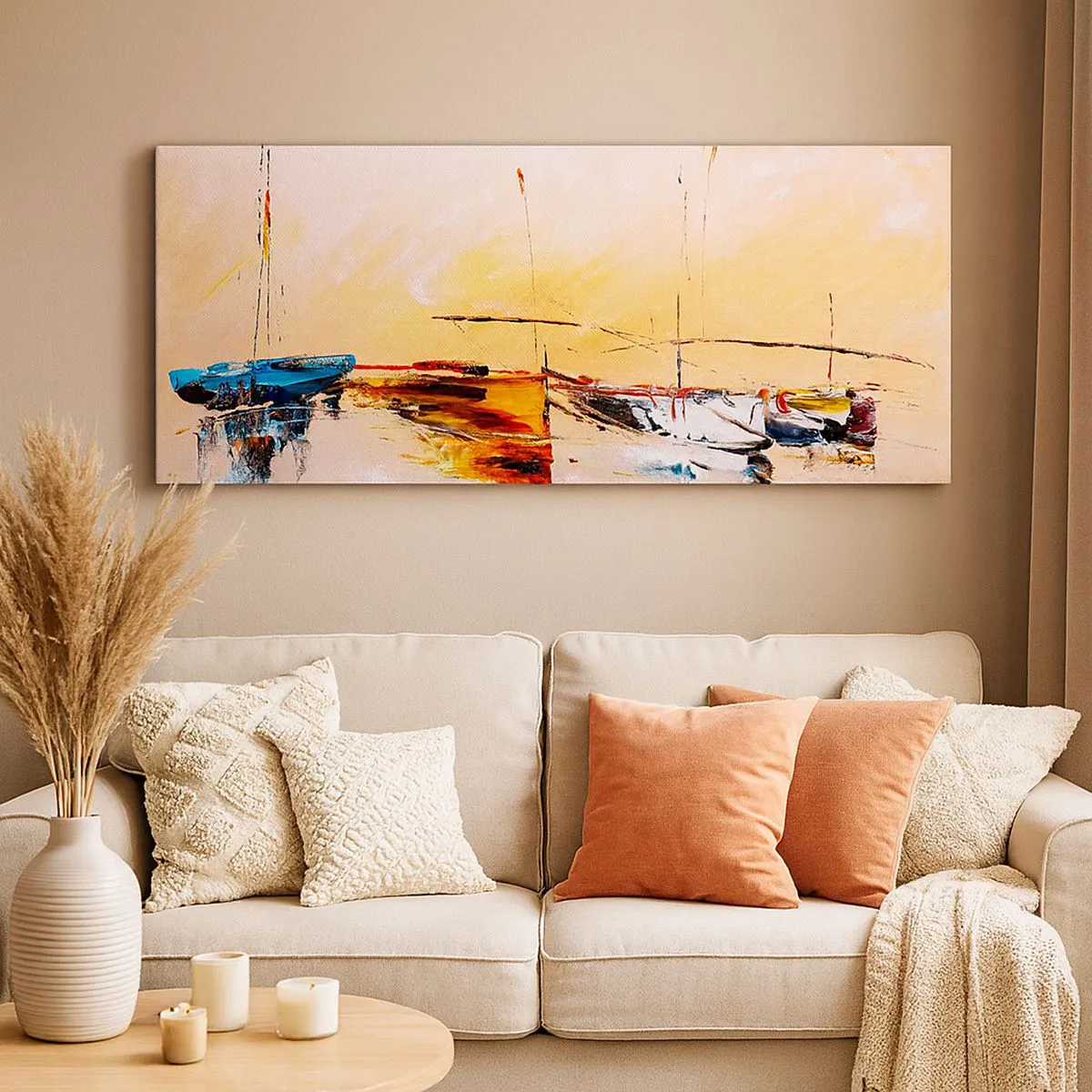 Impression sur toile - Image sur toile - Soirée à la marina - 100x40 cm