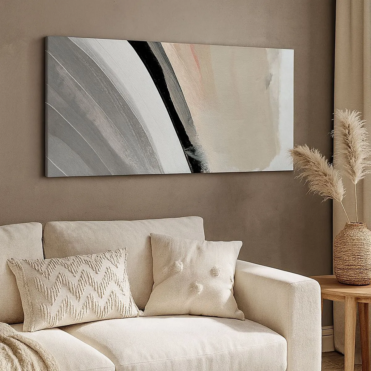 Obraz na plátne - Kompozícia: čierny a šedý oblúk - 100x40 cm