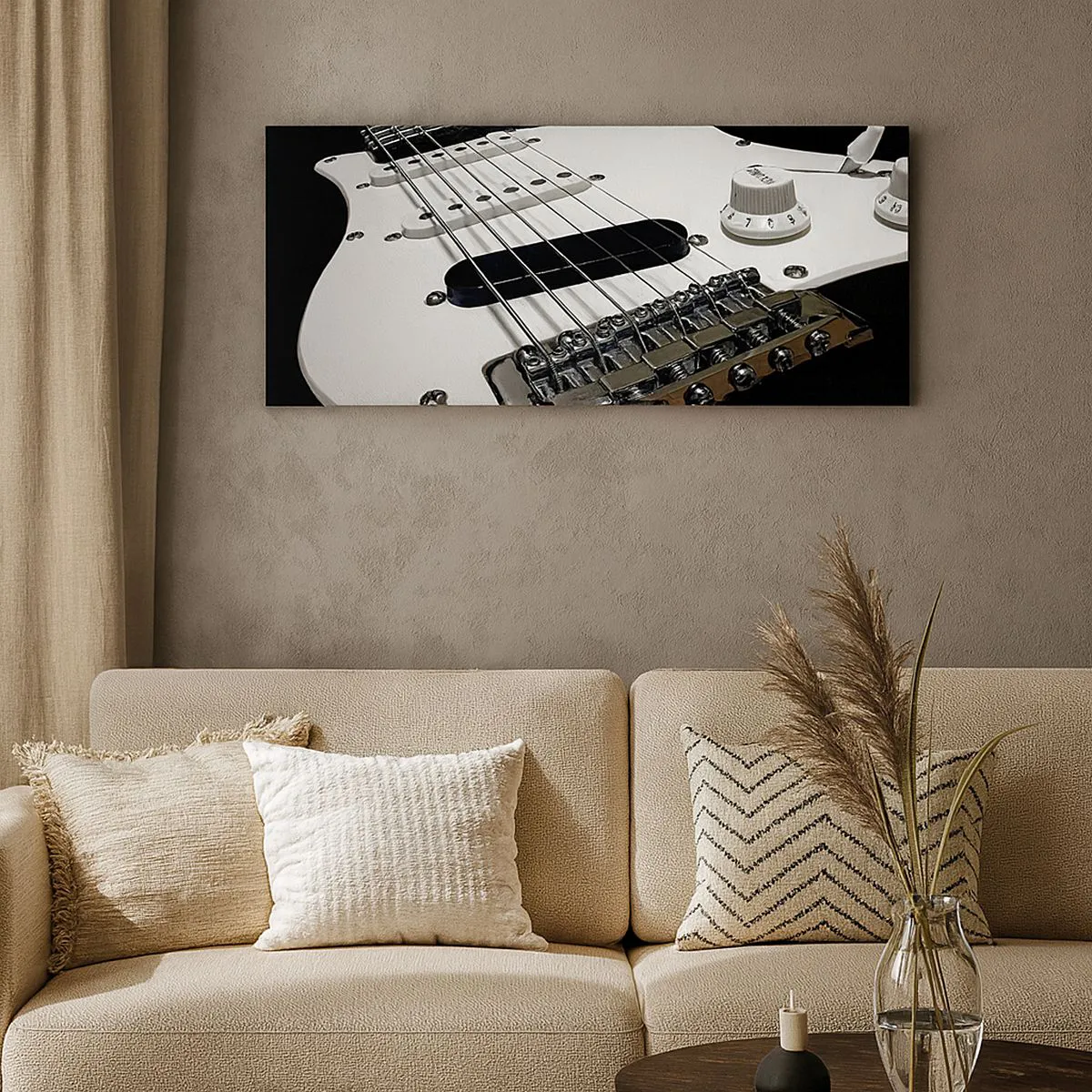 Lærredstryk - Billede på lærred - Lyd skjult i hvidt - 140x50 cm