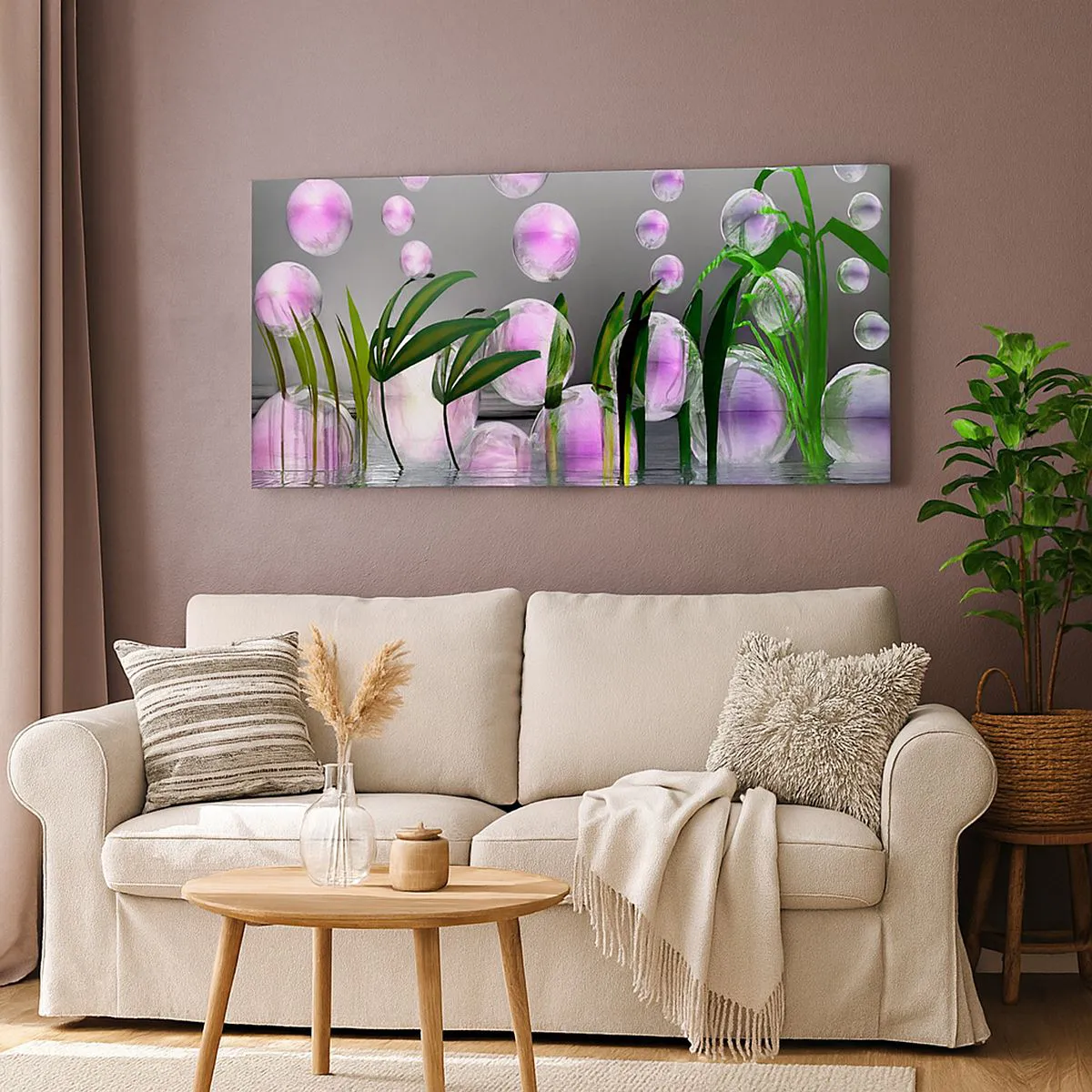 Bild auf Leinwand - Leinwandbild - Eine reflektierende Komposition aus Leichtigkeit und Leben - 100x40 cm