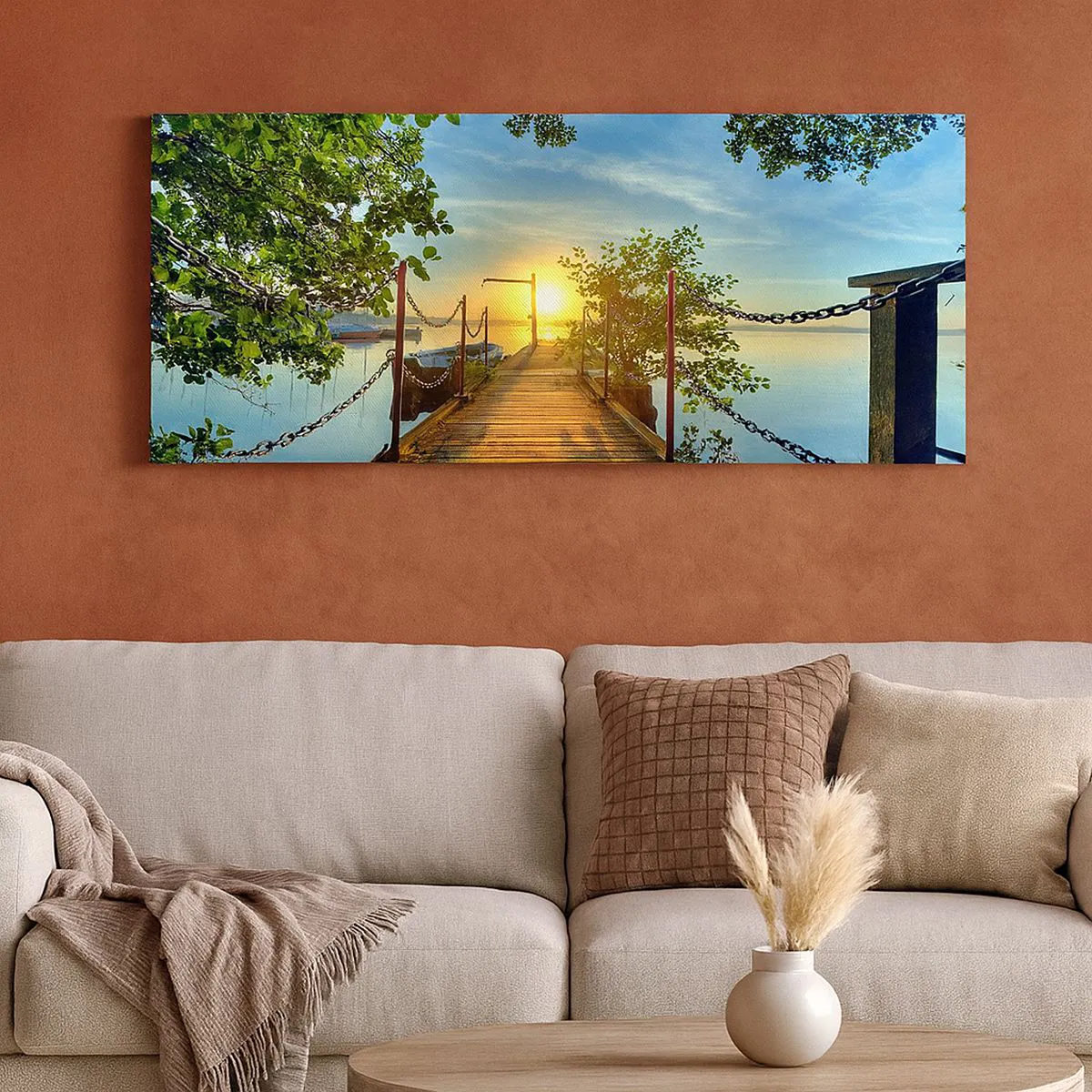 Vászonkép - Naplemente a víz felett - 160x50 cm