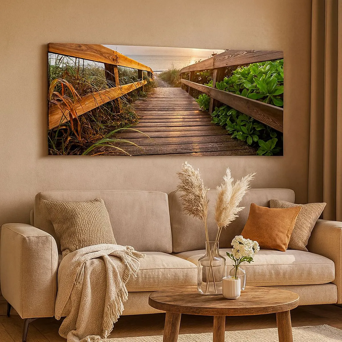 Lærredstryk - Billede på lærred - Og direkte til kysten - 160x50 cm