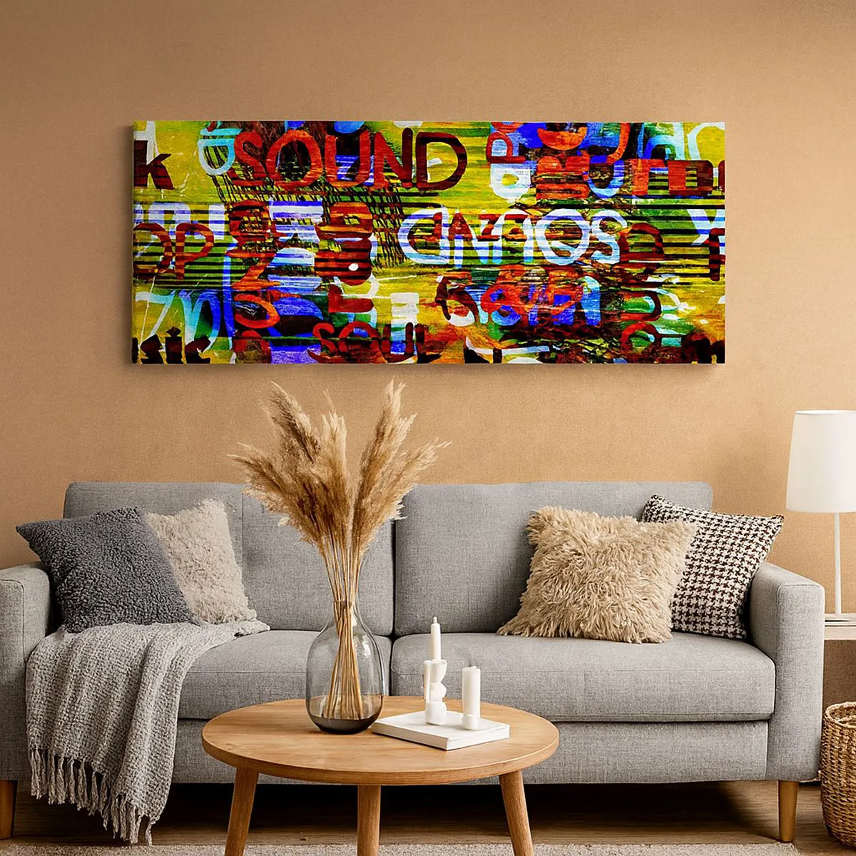 Quadro em tela - Todas as cores do som - 160x50 cm