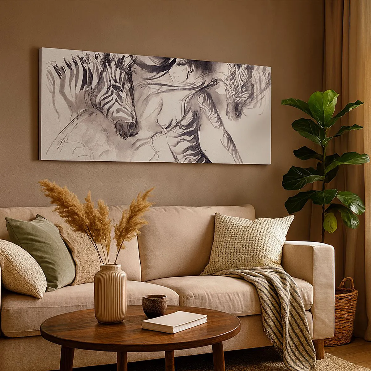 Tablou pe pânză - Dansând cu zebrele - 160x50 cm