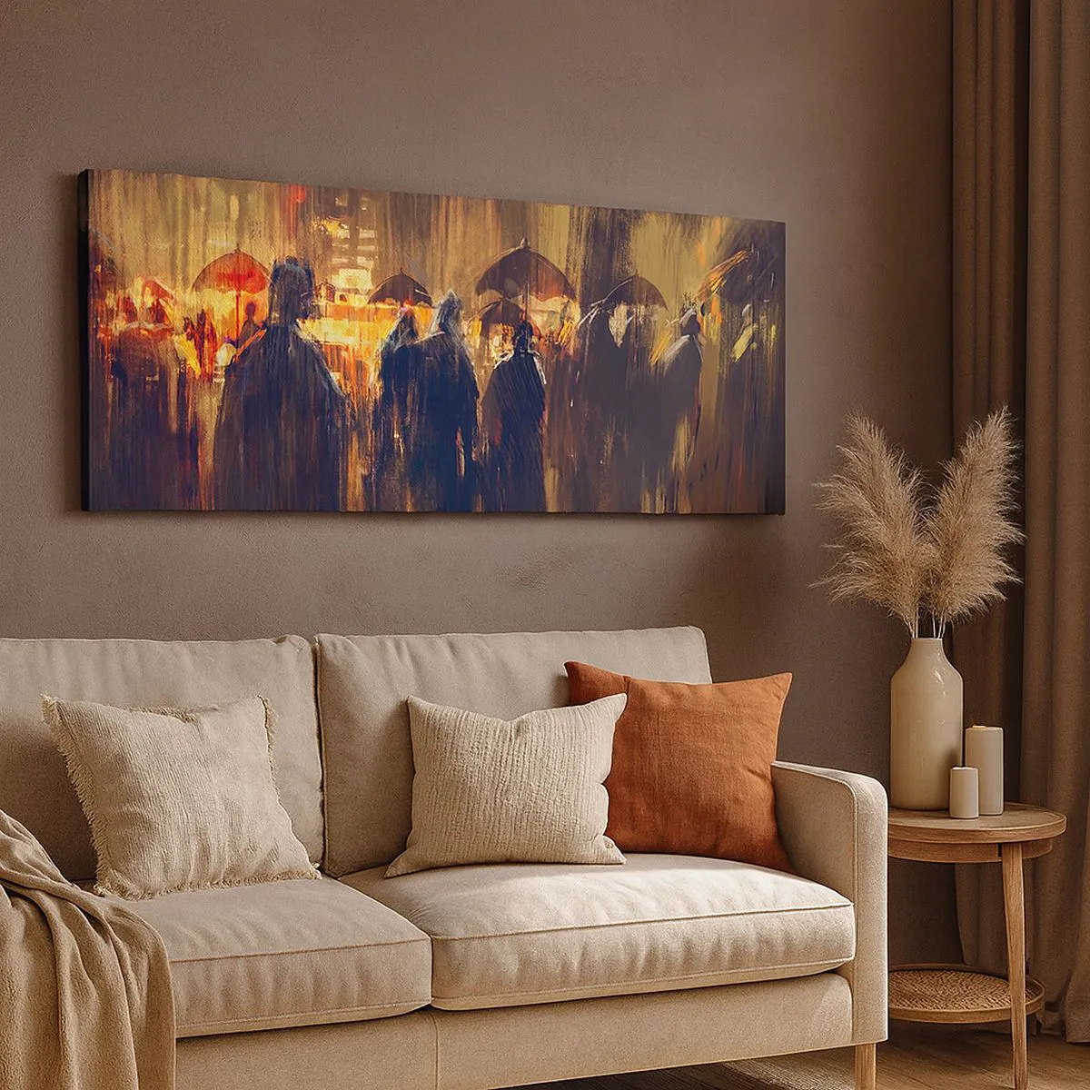 Lærredstryk - Billede på lærred - Tilhængere af regnen - 100x40 cm