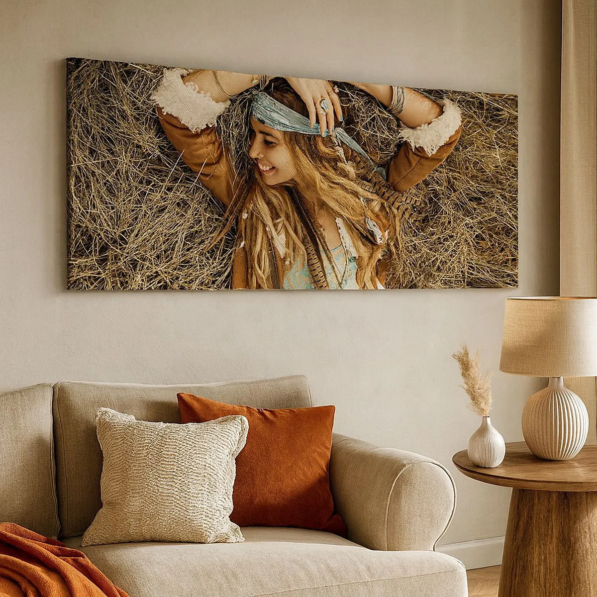 Schilderen op canvas - Op weg naar de zomer van de liefde - 100x40 cm