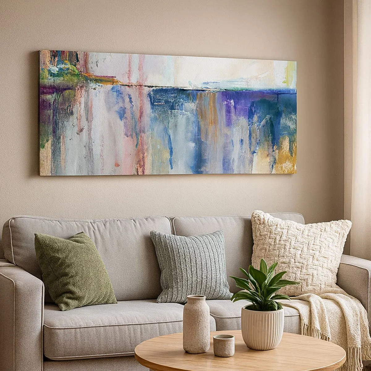 Schilderen op canvas - Kleurrijke impressies en associaties - 100x40 cm