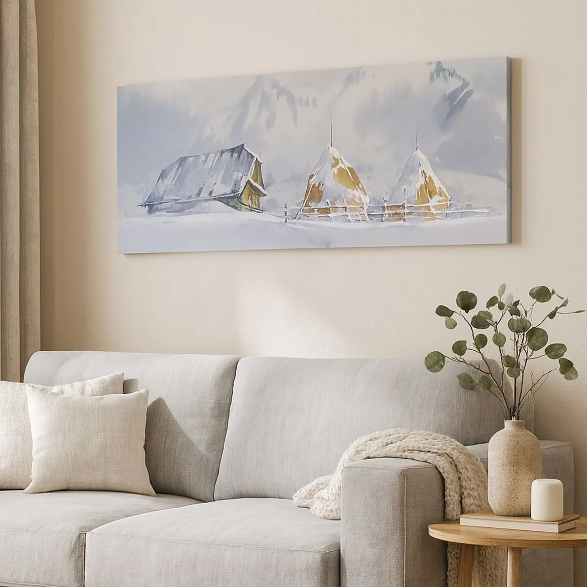 Tablou pe pânză - Într-o vale înzăpezită - 100x40 cm