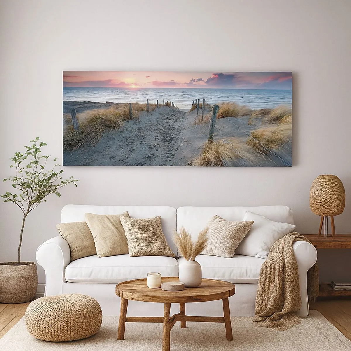 Canvastavla - Bild på duk - Utspilld skenregnbåge... - 140x50 cm