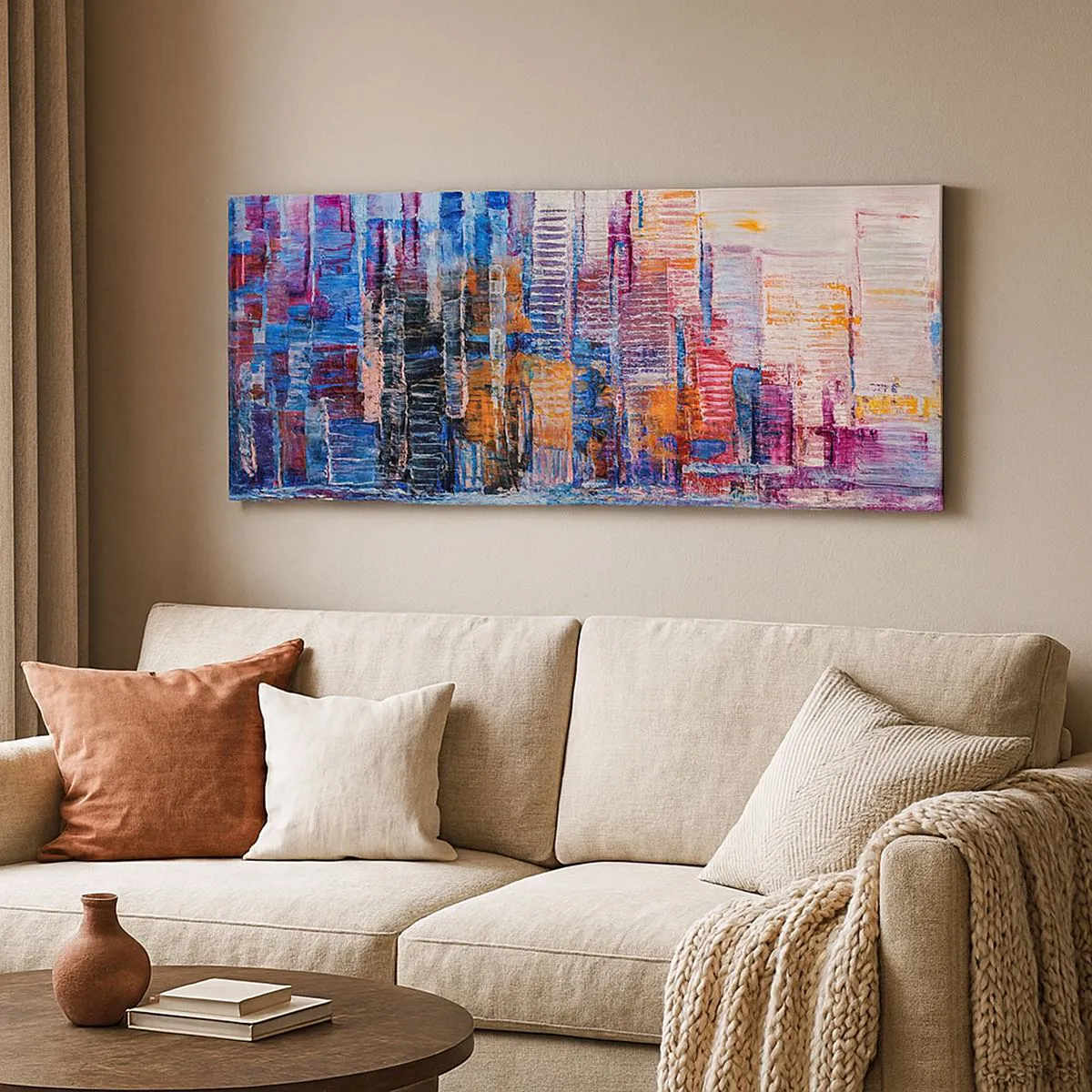 Impression sur toile - Image sur toile - Une métropole joyeuse - 100x40 cm