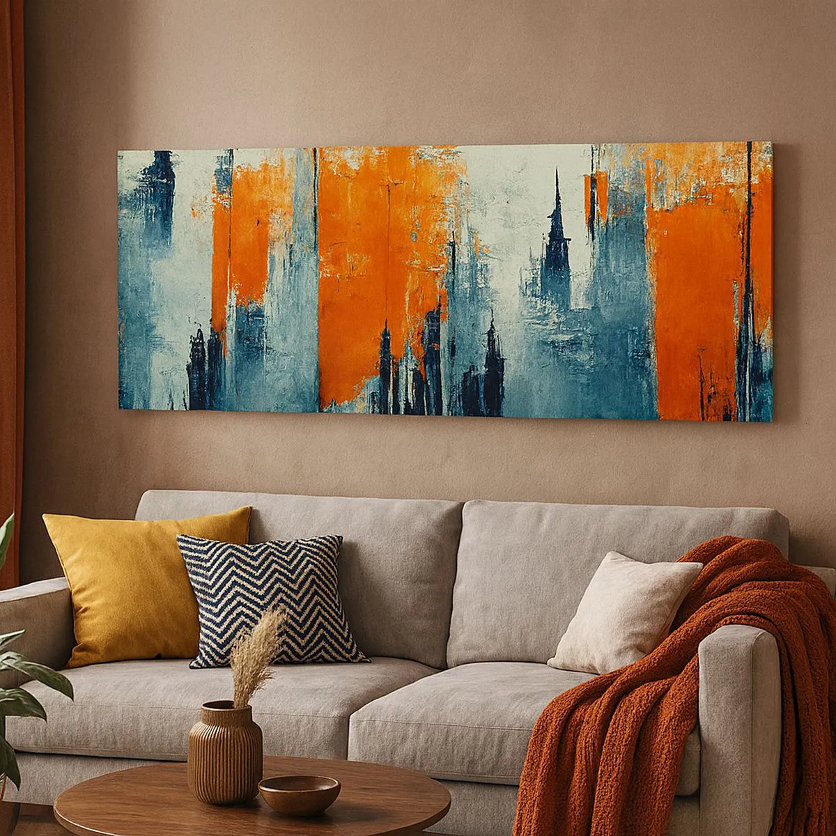 Canvastavla - Bild på duk - Modernt landskap - 120x50 cm