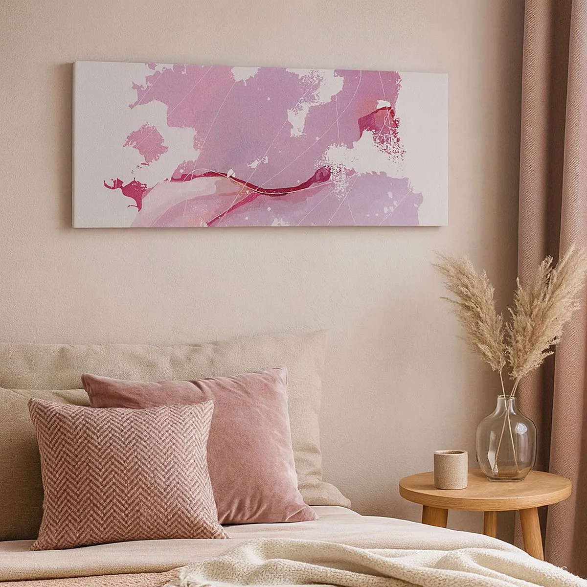 Lærredstryk - Billede på lærred - Kort over en lyserød verden - 90x30 cm