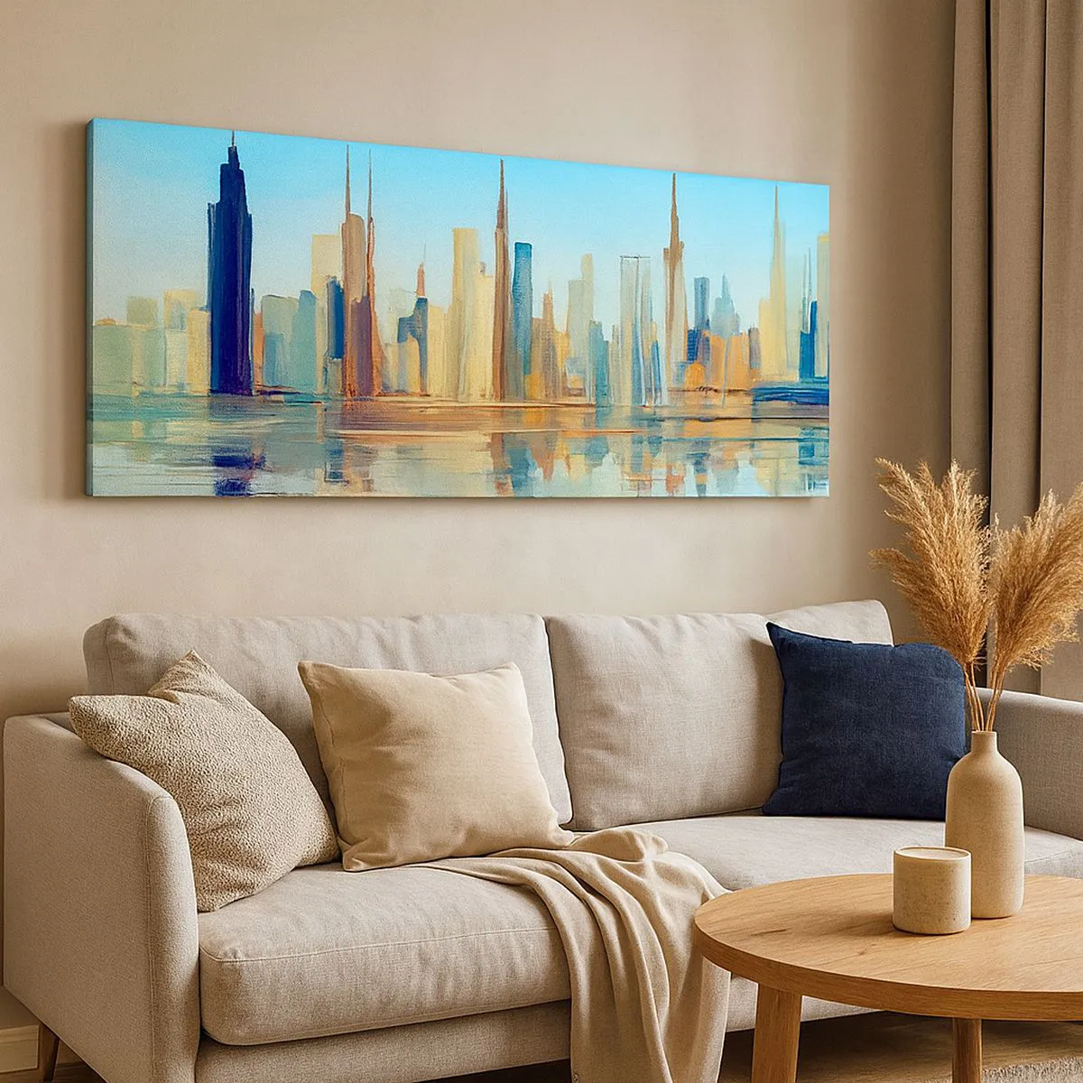 Cuadro sobre lienzo - Impresión de Imagen - Metrópolis soleada - 90x30 cm