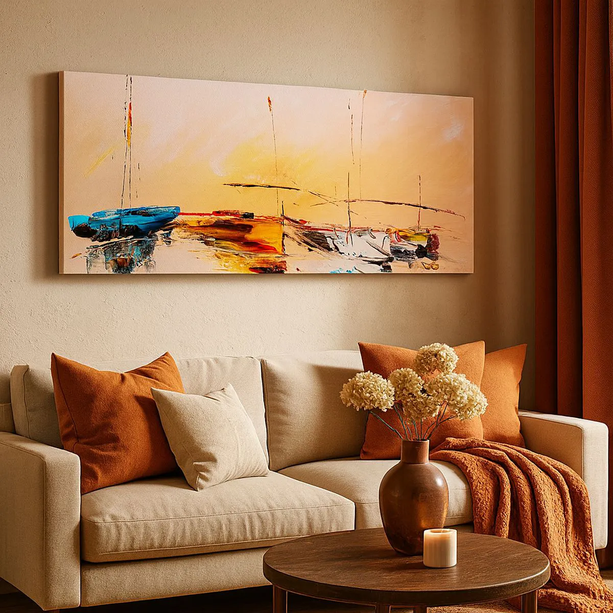 Impression sur toile - Image sur toile - Soirée à la marina - 100x40 cm