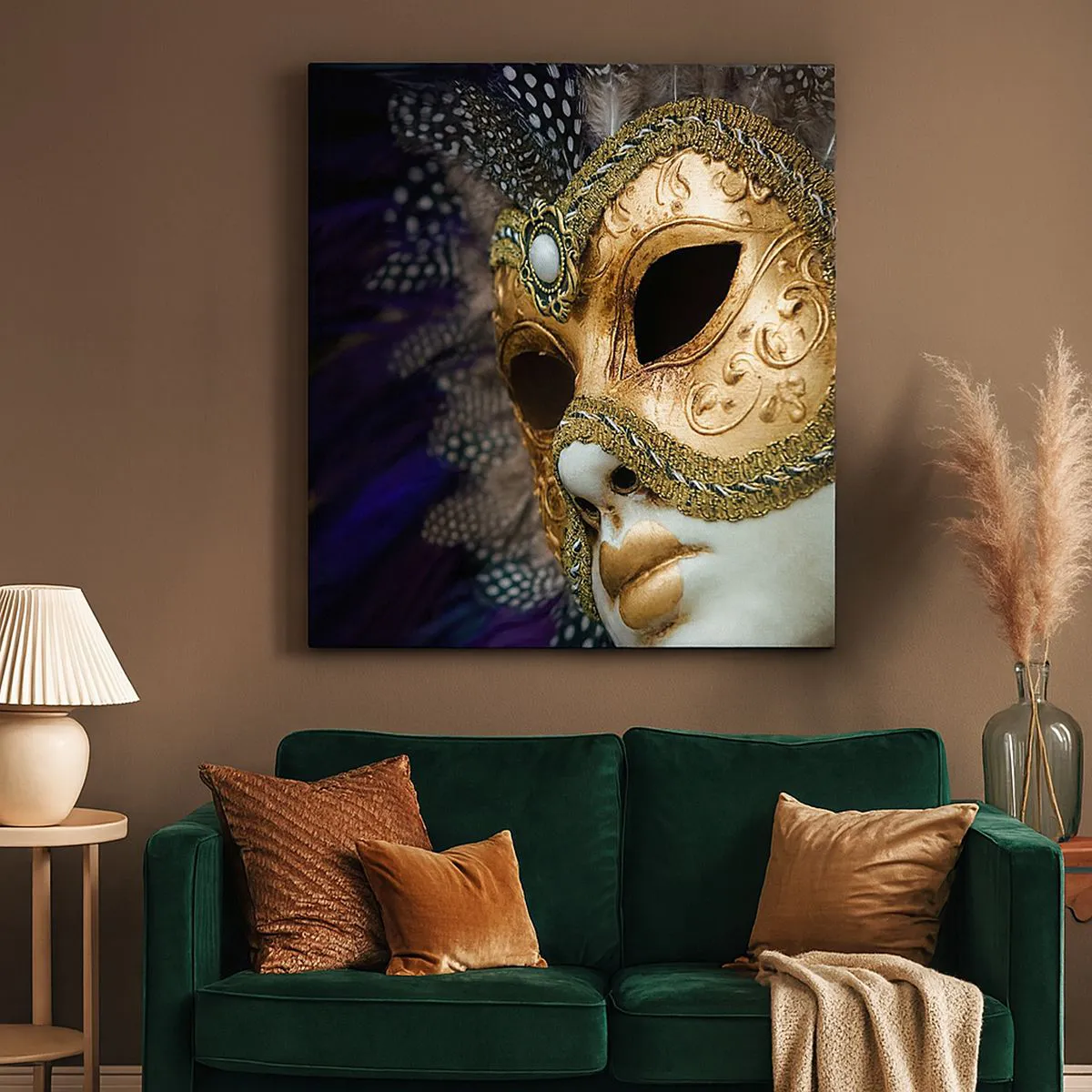 Lærredstryk - Billede på lærred - Venetiansk portræt i guld - 40x40 cm