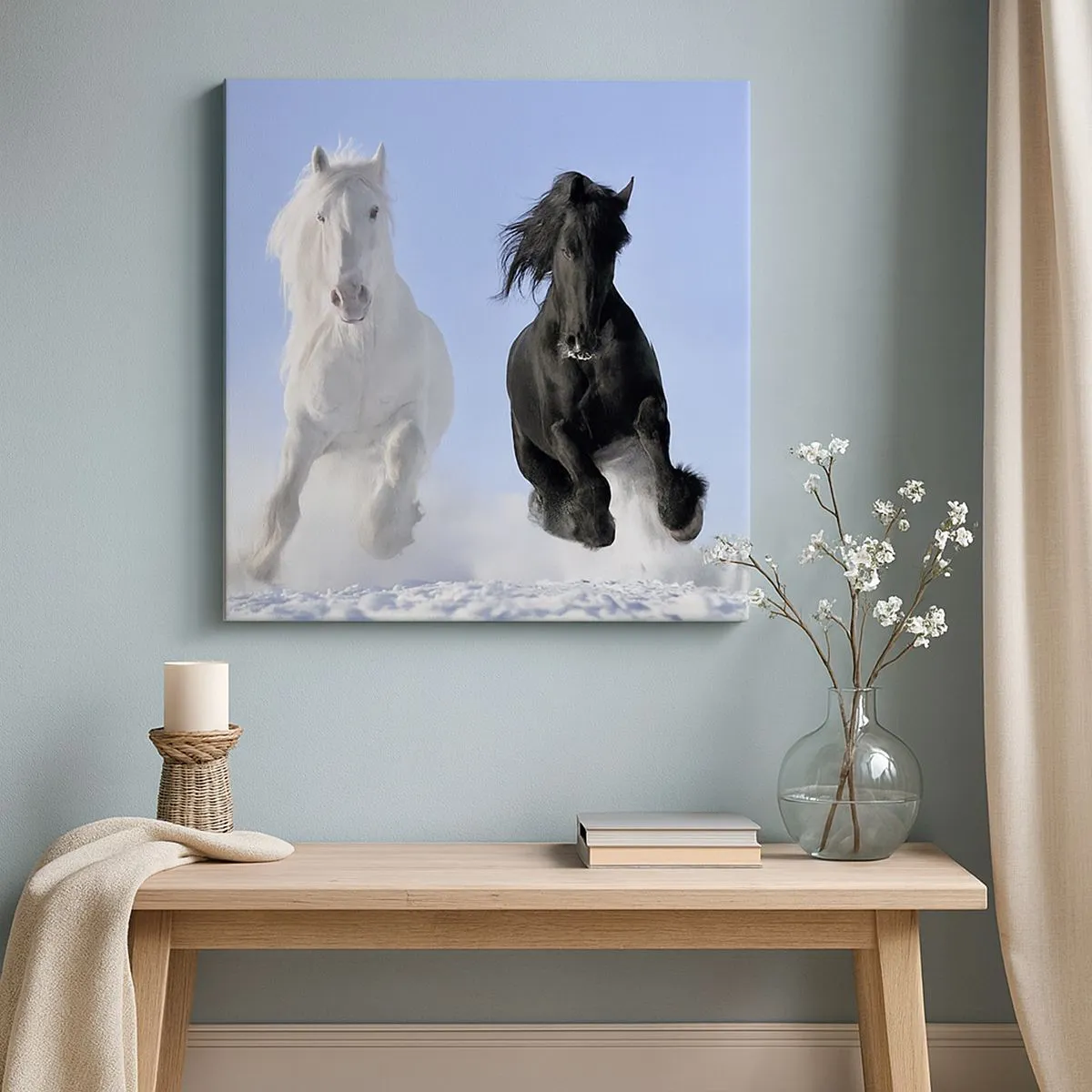 Schilderen op canvas - Zwart-wit galop - 30x30 cm
