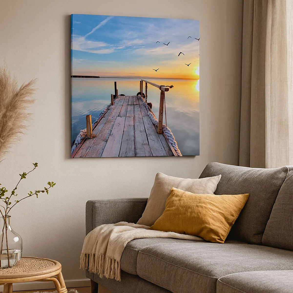 Impression sur toile - Image sur toile - Marcher droit vers le soleil - 40x40 cm