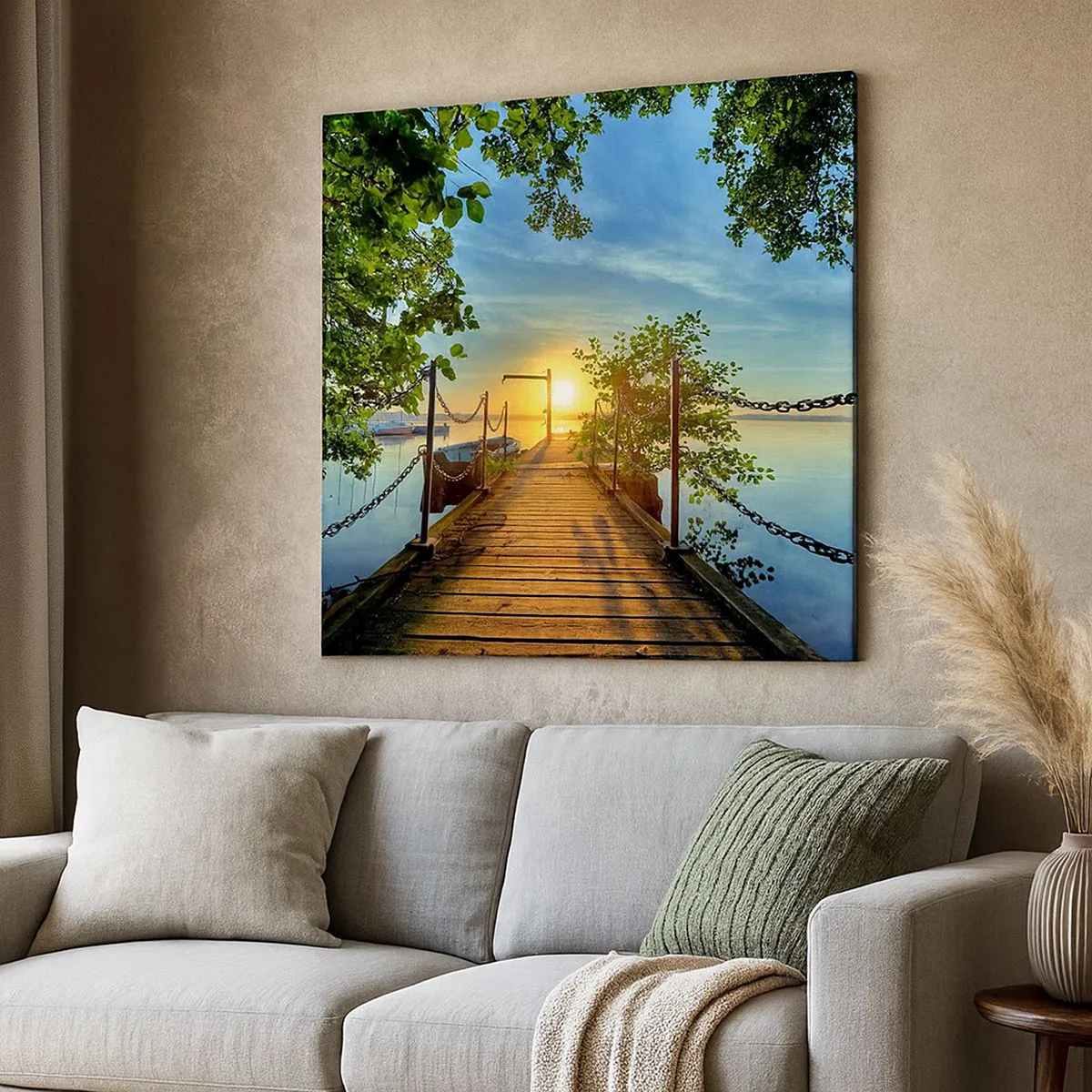 Impression sur toile - Image sur toile - L'ouest au-dessus de l'eau - 70x70 cm