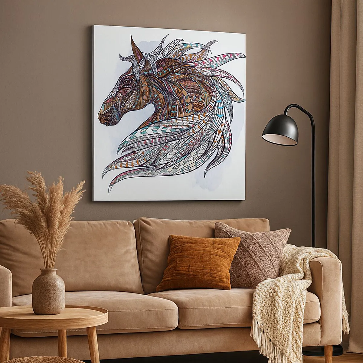 Quadro em tela - Corcel do guerreiro celta - 70x70 cm