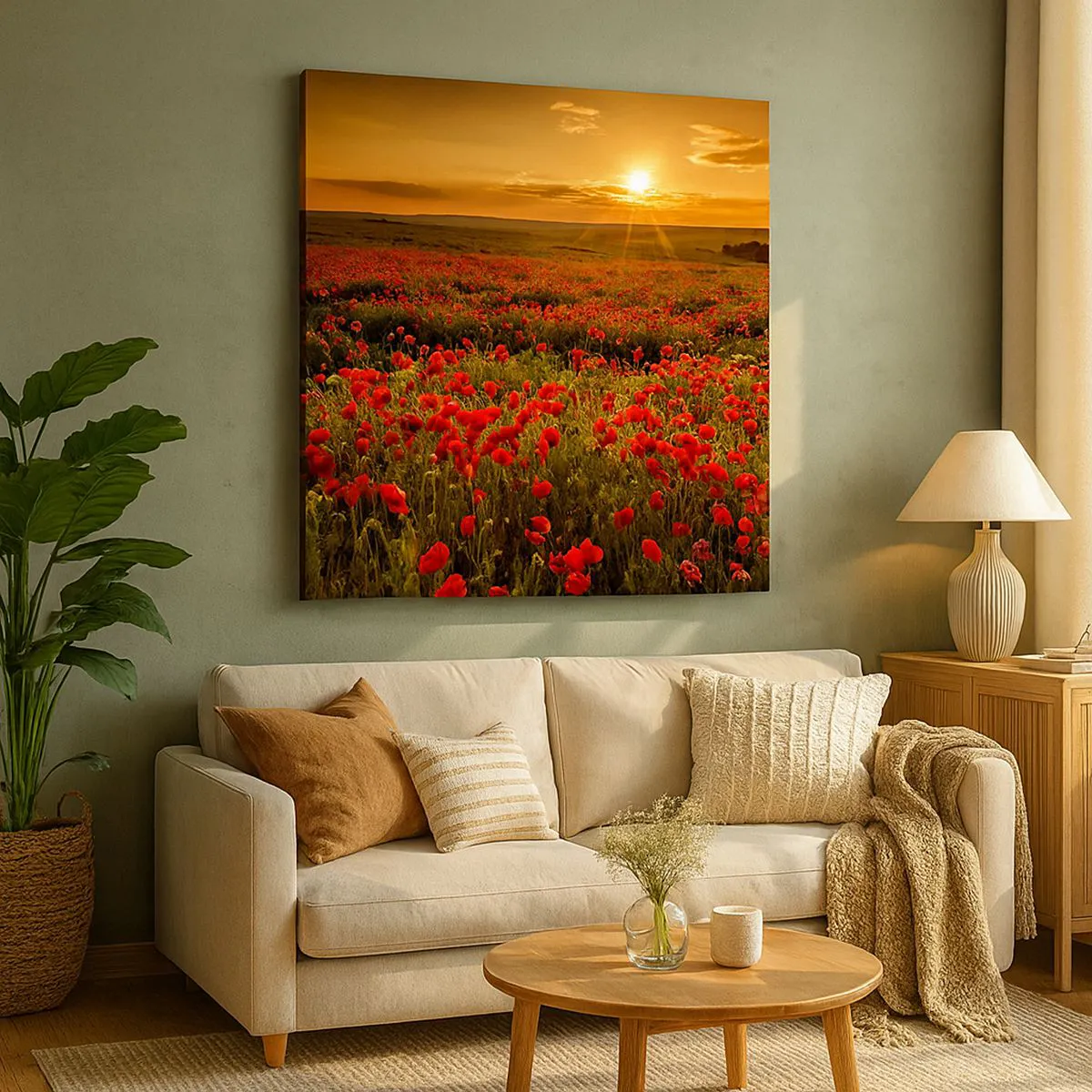 Canvastavla - Bild på duk - Bland brusande ängars vågor, bland blommornas flod - 40x40 cm