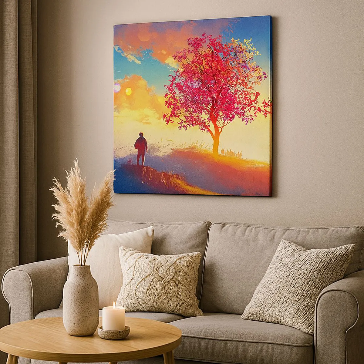 Lærredstryk - Billede på lærred - Pilgrim på bestemmelsesstedet - 50x50 cm