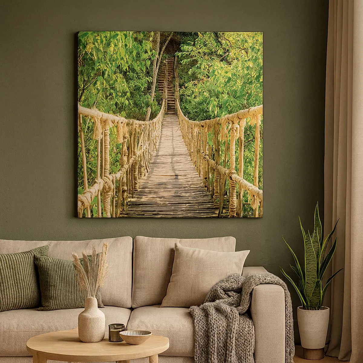 Lærredstryk - Billede på lærred - Ophængt i grønt - 30x30 cm