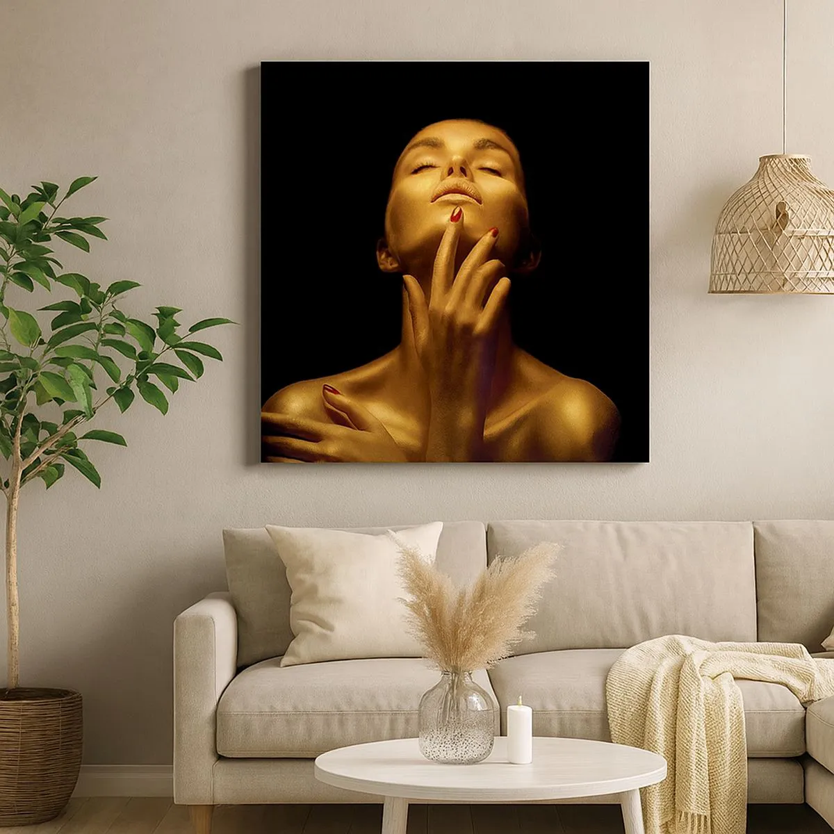 Cuadro sobre lienzo - Impresión de Imagen - Como seda dorada - 30x30 cm