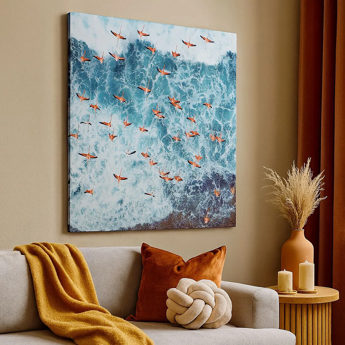 Quadro em tela - Desfile à beira-mar - 30x30 cm