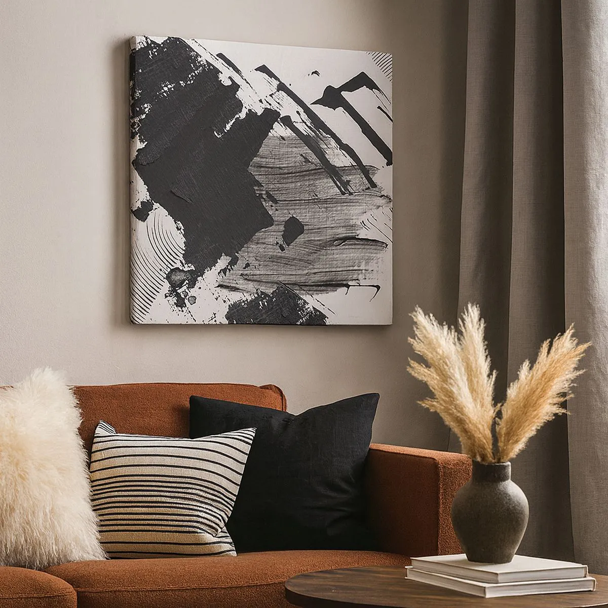 Obraz na płótnie - Abstrakcja – ekspresja czerni - 50x50 cm