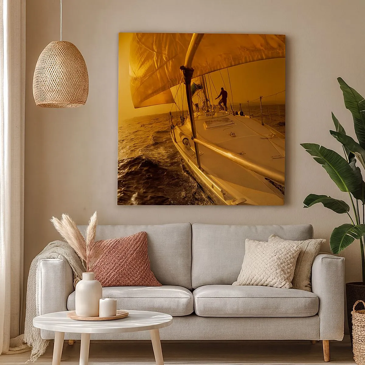 Bild auf Leinwand - Leinwandbild - Ein goldener Abend nach einem bunten Tag - 30x30 cm