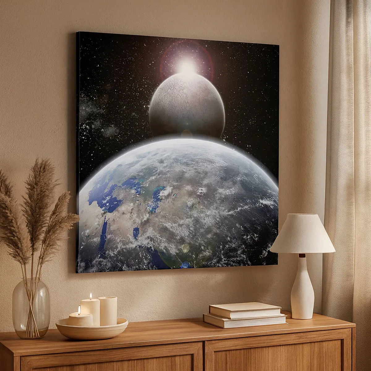 Lærredstryk - Billede på lærred - Kosmisk landskab - solopgang - 30x30 cm