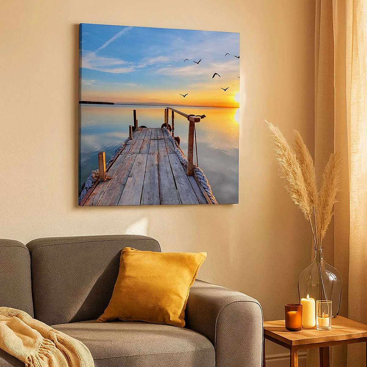 Impression sur toile - Image sur toile - Marcher droit vers le soleil - 40x40 cm