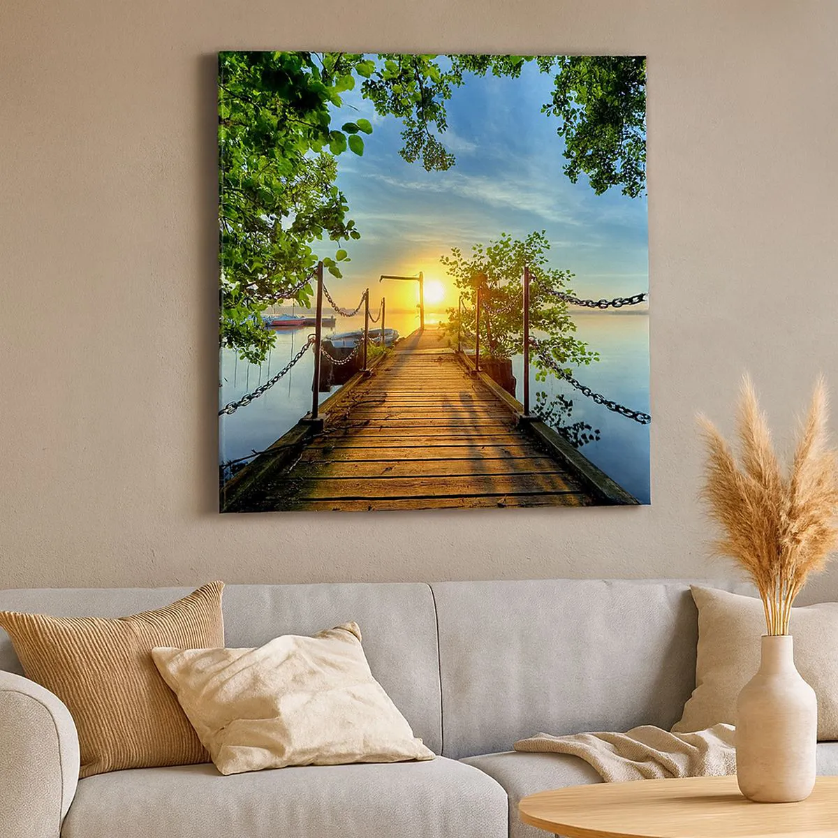 Impression sur toile - Image sur toile - L'ouest au-dessus de l'eau - 70x70 cm