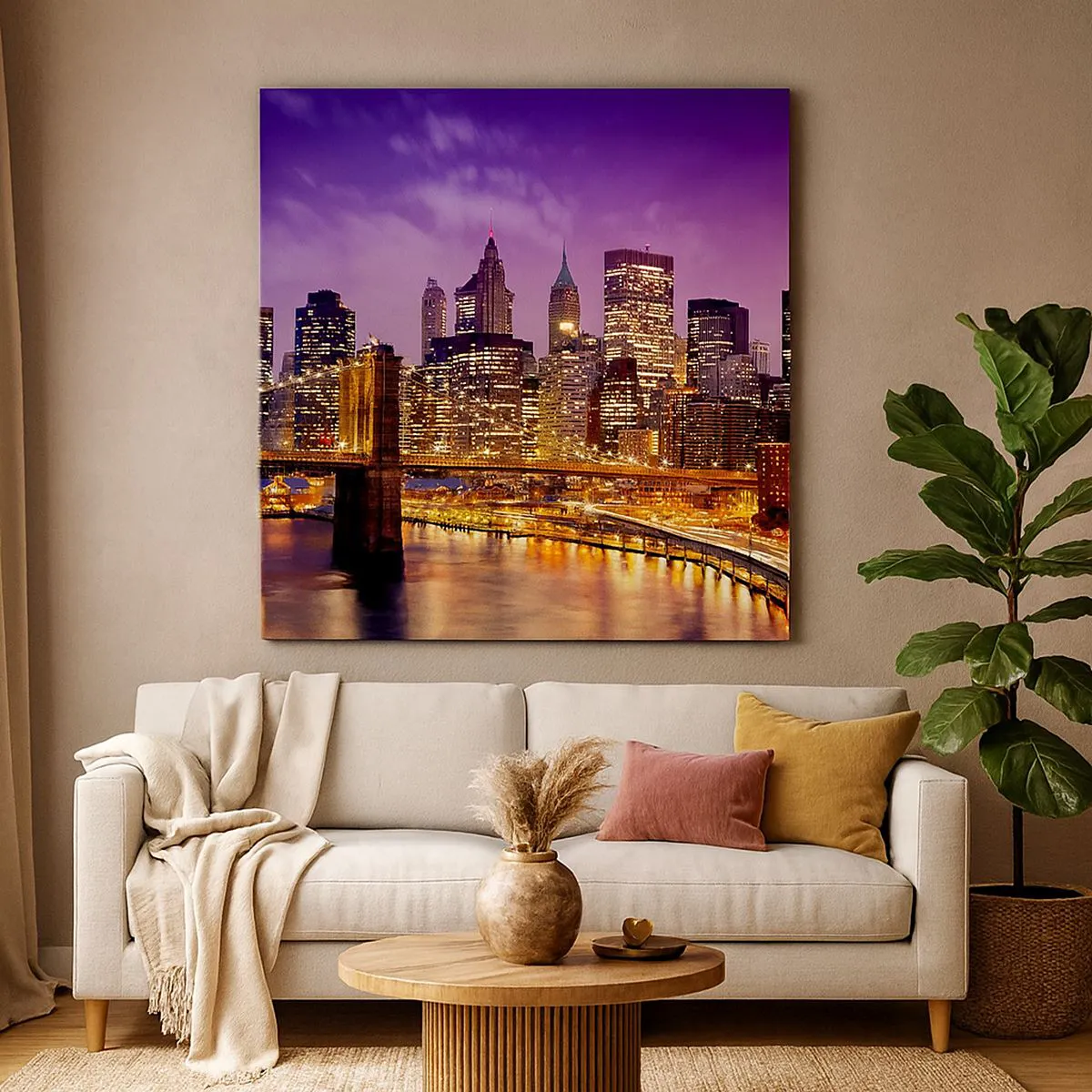 Impression sur toile - Image sur toile - Manhathann or violet - 30x30 cm