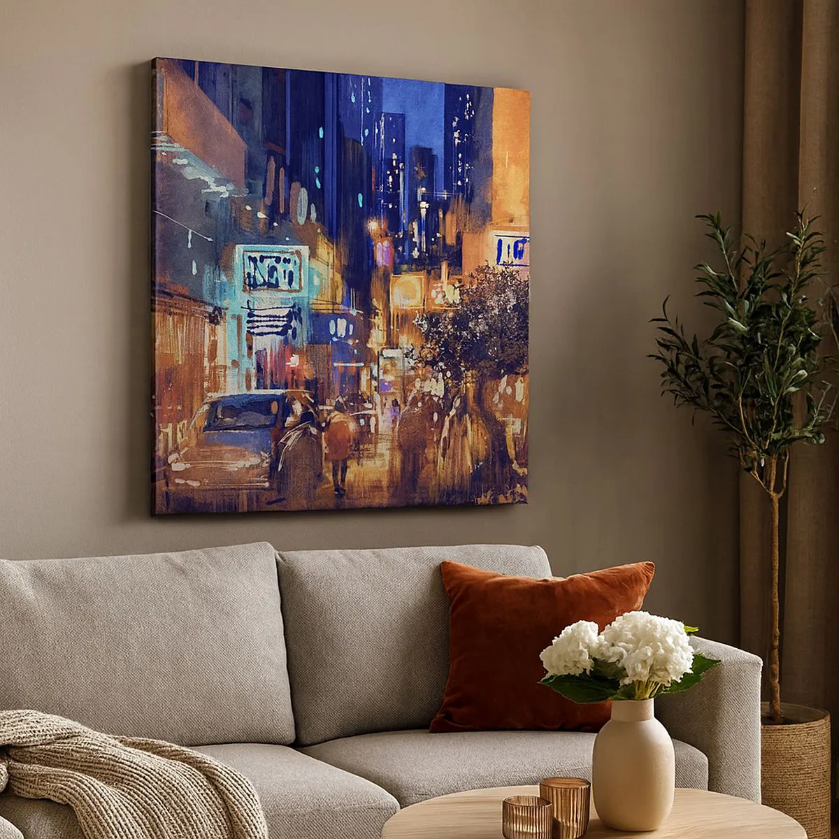 Obraz na płótnie - A miasto nie śpi - 30x30 cm