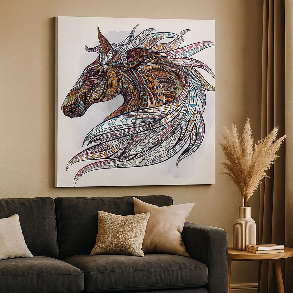 Quadro em tela - Corcel do guerreiro celta - 70x70 cm