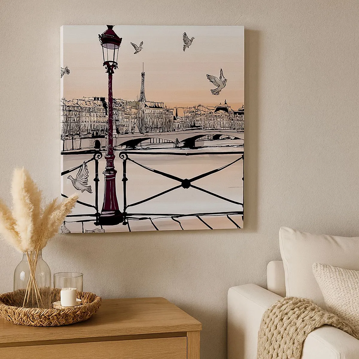 Obraz na płótnie - Nad dachami Paryża - 70x70 cm