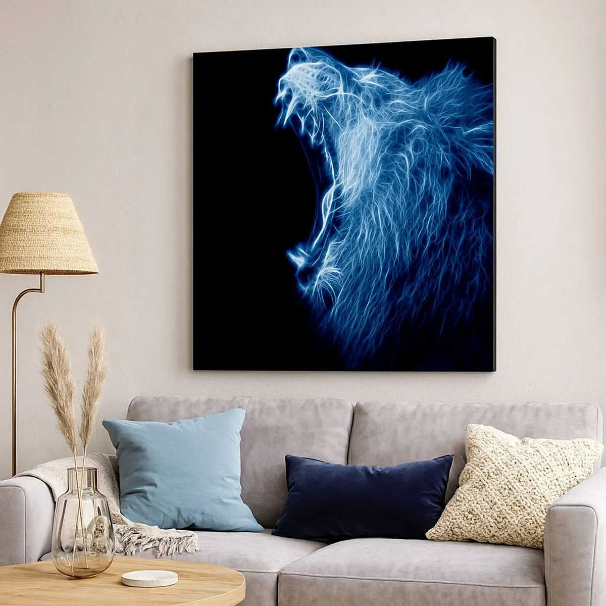 Lærredstryk - Billede på lærred - Kongens flammende vrede - 30x30 cm