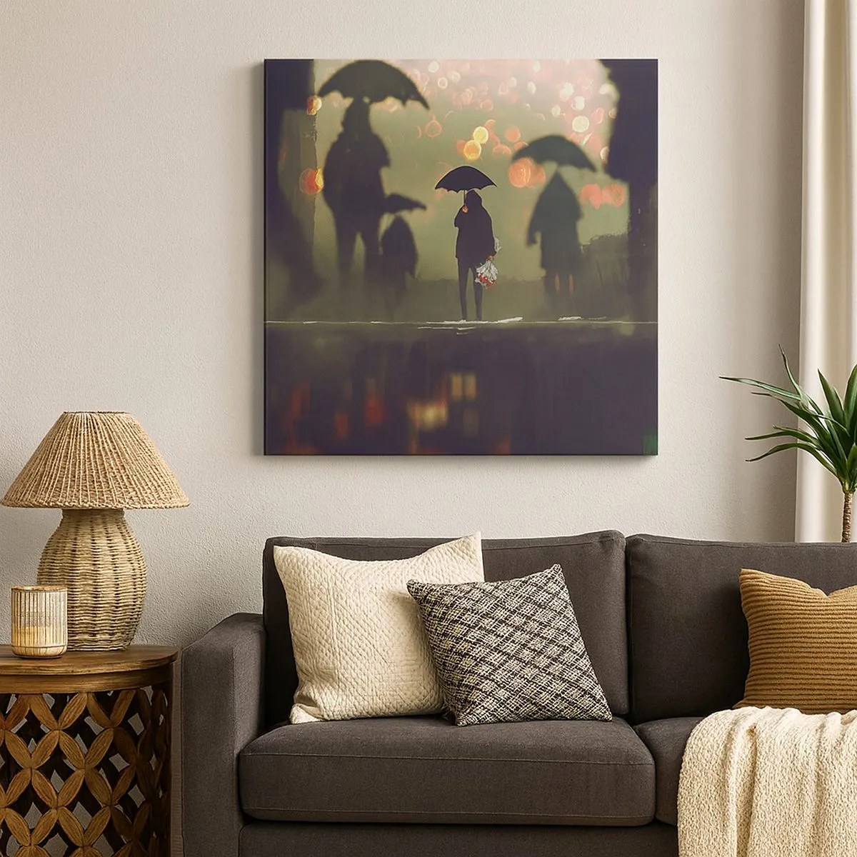 Lærredstryk - Billede på lærred - Set fra en regndråbes perspektiv - 60x60 cm