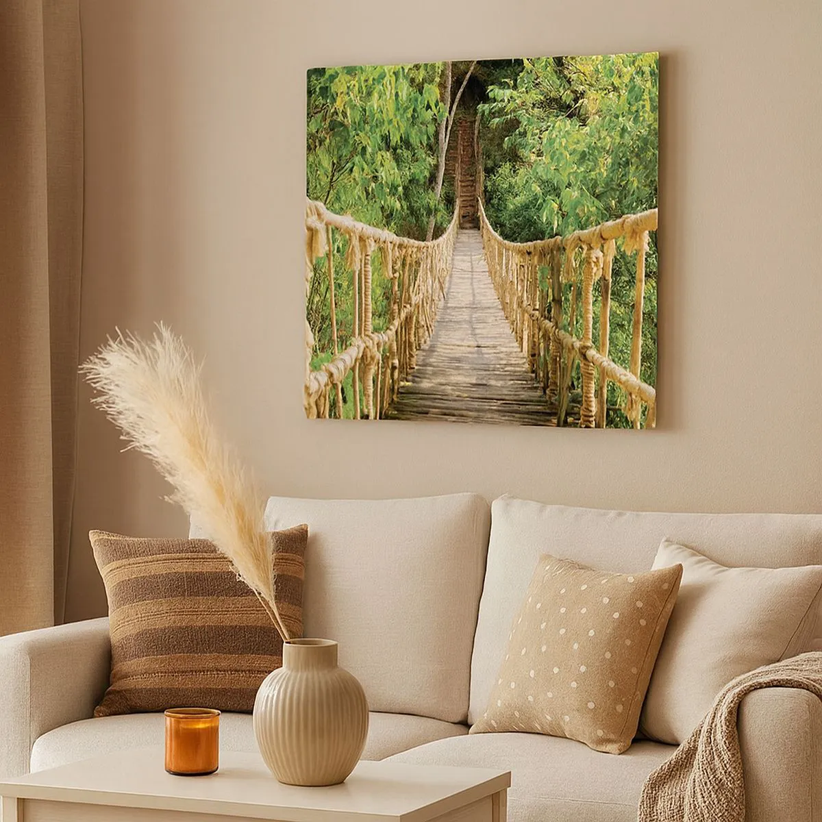 Lærredstryk - Billede på lærred - Ophængt i grønt - 30x30 cm