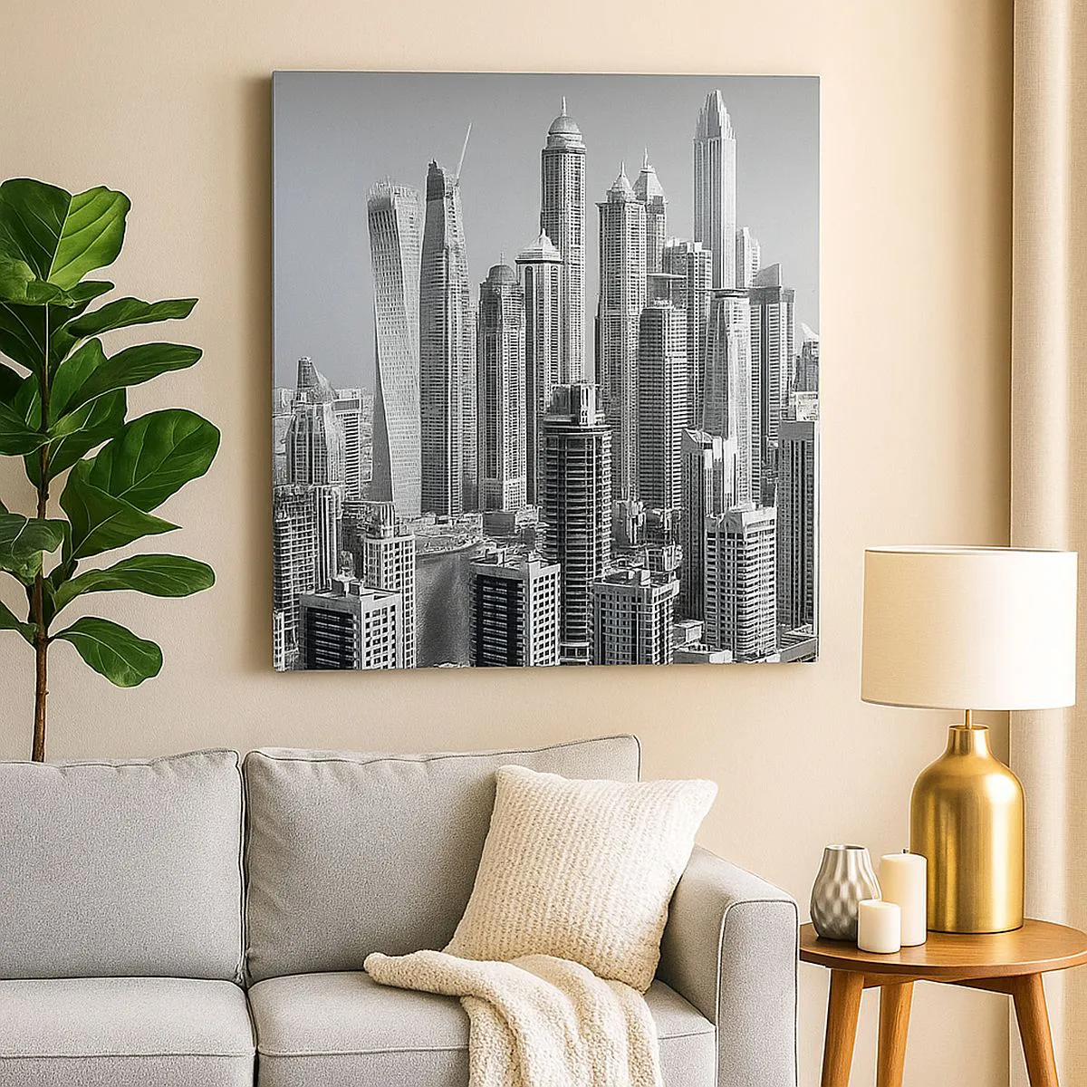 Bild auf Leinwand - Leinwandbild - Stadt in der Wüste - 70x70 cm