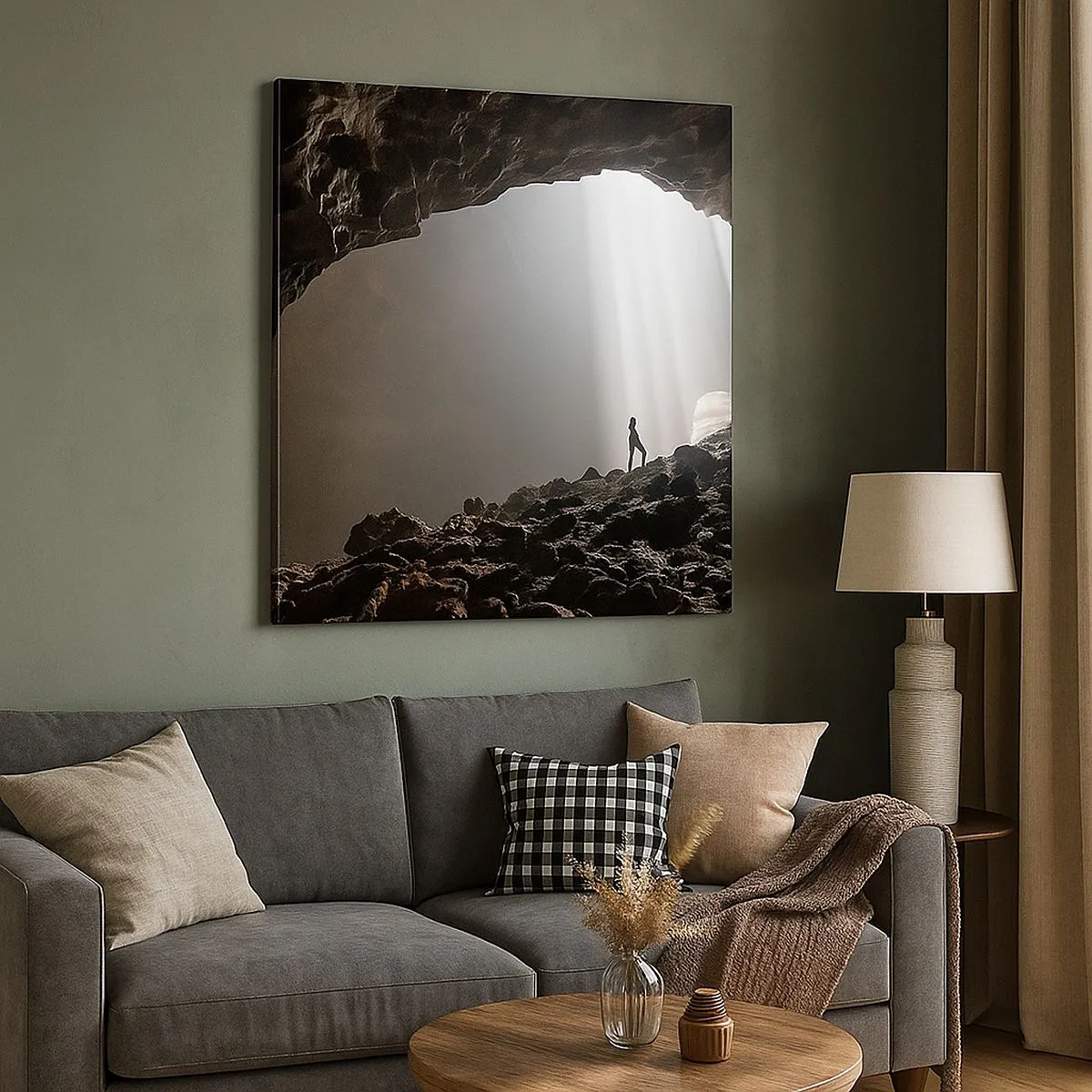 Schilderen op canvas - De lichtgevende grot - 30x30 cm